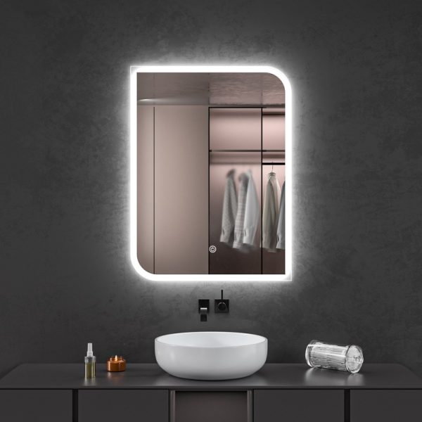 Oglinda baie led 60x80 cu touch. Iluminare exterioara