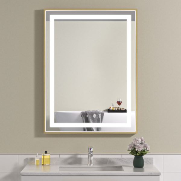 Oglinda baie led cu rama aurie 60x80. Functie dezaburire