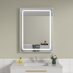 Oglinda baie 60x80 cu led si dezaburire. Rama argintie din aluminiu