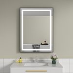 Oglinda baie 60x80 cu rama neagra din aluminiu. Functie dezaburire