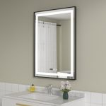 Oglinda baie 60x80 cu rama neagra din aluminiu. Functie dezaburire - imagine 2