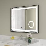 Oglinda baie led 80x60 cu lupa si dezaburire. Rama neagra din aluminiu - imagine 2