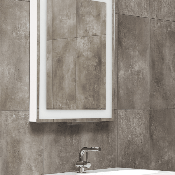 OGLINDA EXTENSIBILA GET.80 ORIZONTALA, RAMA ALB LUCIOS, CORP ALB, MANER CROM U-01, LED N 4000K, 80X60X7-37