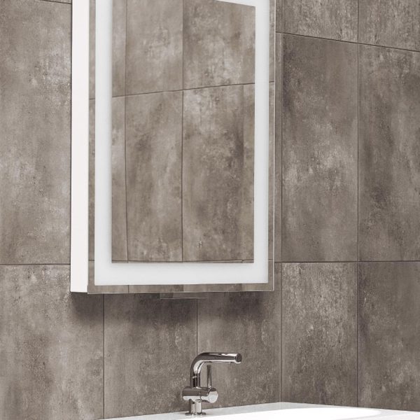 OGLINDA EXTENSIBILA GET.80, VERTICALA, RAMA ALB LUCIOS, CORP ALB, MANER CROM U-01, LED N 4000K, 60X80X7-37