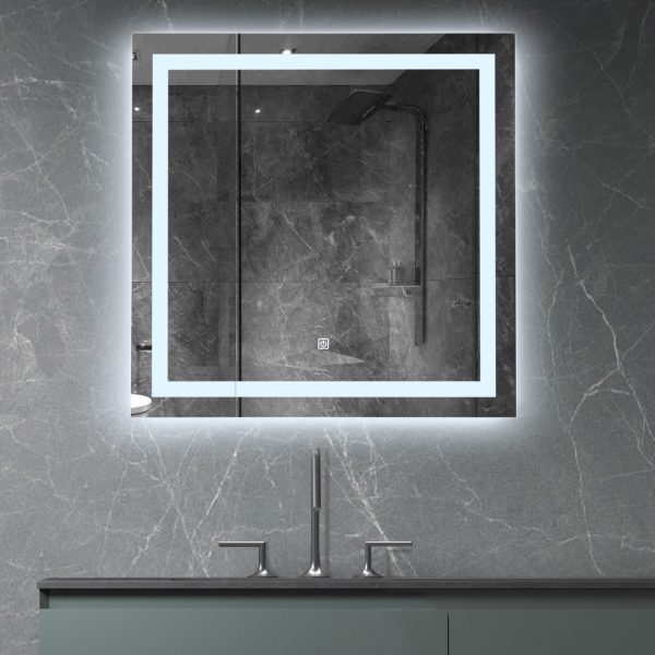 Oglinda baie led patrata 80x80