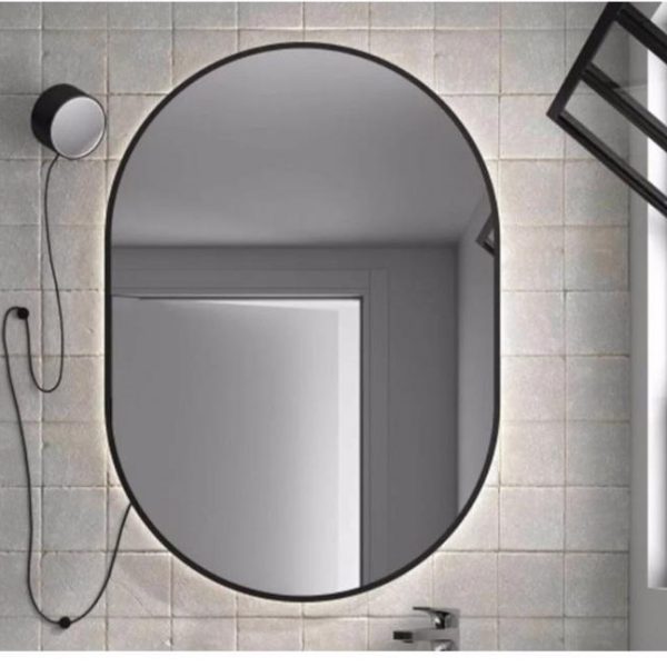 OGLINDA MOIRA 60X85X3 CM, REVERSIBILA, MARGINE DECORATIVA NEAGRA, STICLA 4 MM, 20W, 5700 K