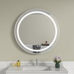 Oglinda baie led 70x70 rotunda cu rama argintie