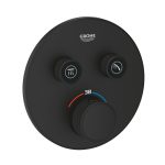 ORNAMENT ROTUND SMART CONTROL TERMOSTATAT 2 VALVE NEGRU MAT