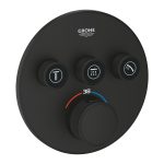 ORNAMENT ROTUND SMART CONTROL TERMOSTATAT 3 VALVE NEGRU MAT