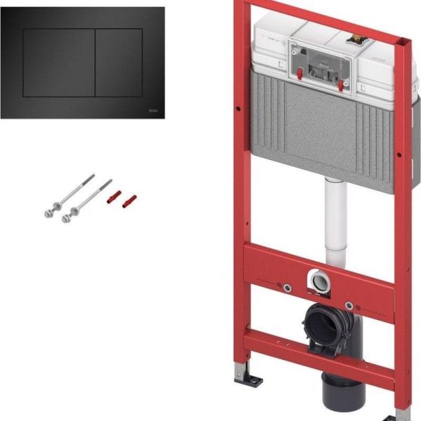 PACHET TECEbase PENTRU WC, COMPLET ECHIPAT CU CLAPETA TECEnow, NEGRU MAT (9240407)