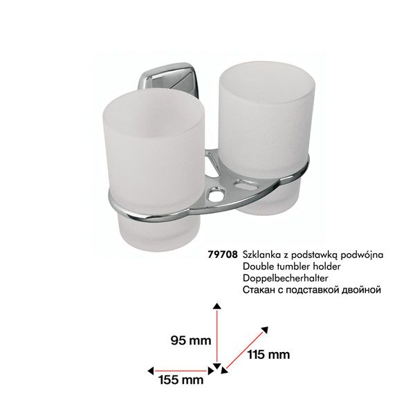 PAHAR CU SUPORT DUBLU OREGON STICLA CROM SATIN