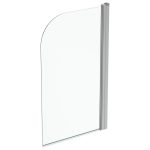 PARAVAN DE CADA ROTUNJIT 80X140 CM, PROFIL ARGINTIU, GEAM TRANSPARENT