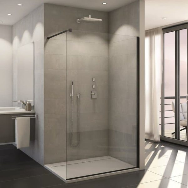 PARAVAN DUS EASY 1200X2000, PROFIL NEGRU MAT, GEAM TRANSPARENT,8MM