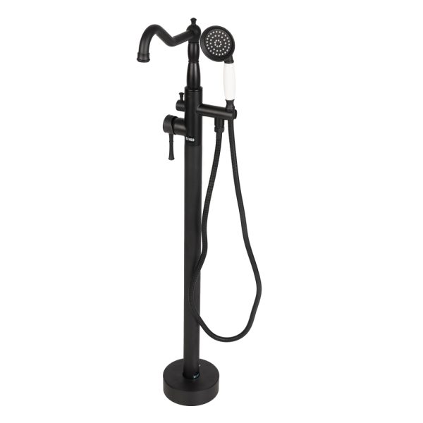 Baterie cada freestanding negru mat 006