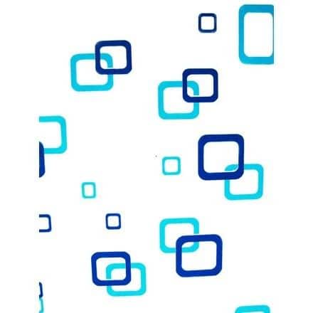 PERDEA DE DUS PEVA SQUARES BLUE (INCLUS SETUL DE AGATATORI)