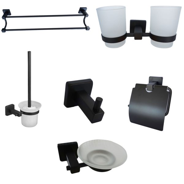 Set 6 accesorii baie negre