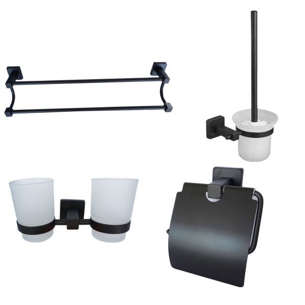 Set accesorii de baie negre 4 piese