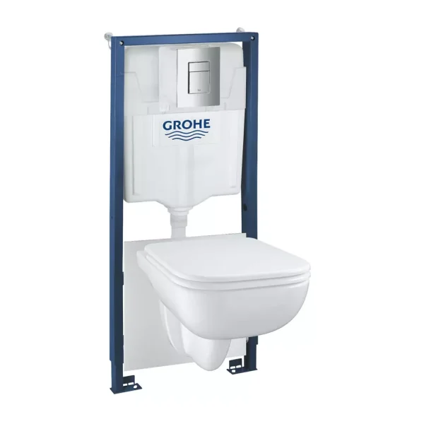 SET SOLIDO 5 IN 1 START EDGE WC RIMLESS SOFT CLOSE, EVEN CROM, SURUBURI SI IZOLATIE FONICA