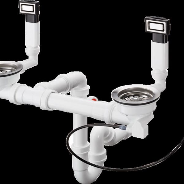 SIFON SI VENTIL AUTOMAT D15-11 PENTRU CHIUVETA BUCATARIE 2 CUVE, INOX