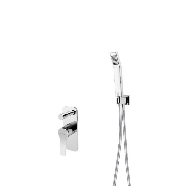 SISTEM DUS 6 IN 1 SEPPIA, BATERIE INCASTRATA 2 IESIRI, CAP DUS FIX, BRAT, PARA, FURTUN SI RACORD PENTRU BATERIE INCASTRATA, CROM