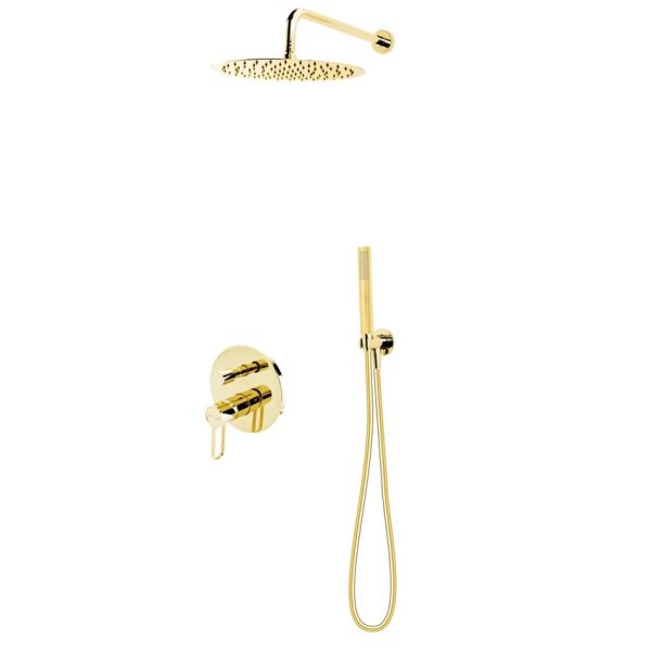 SISTEM DUS 6 IN 1 ZAFFIRO, BATERIE INCASTRATA 2 IESIRI, CAP DUS FIX, BRAT, PARA, FURTUN SI RACORD PENTRU BATERIE INCASTRATA, AURIU LUCIOS