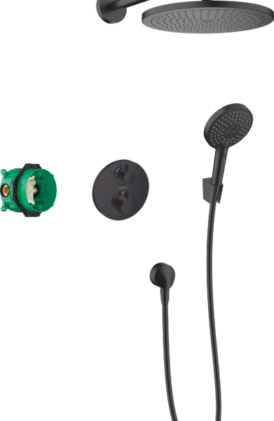 SISTEM DUS INCASTRAT TERMOSTATIC CROMA 280 ECOSTAT S, NEGRU MAT