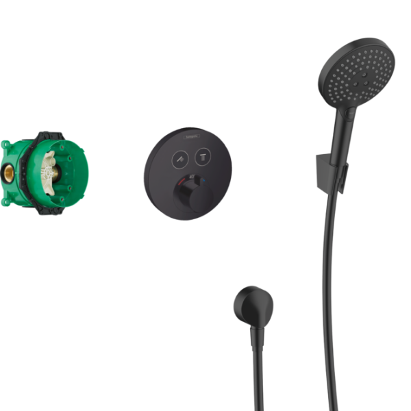 SISTEM DUS INCASTRAT TERMOSTATIC RAINDANCE S 240 POWDER RAIN  SHOWER SELECT S, NEGRU MAT