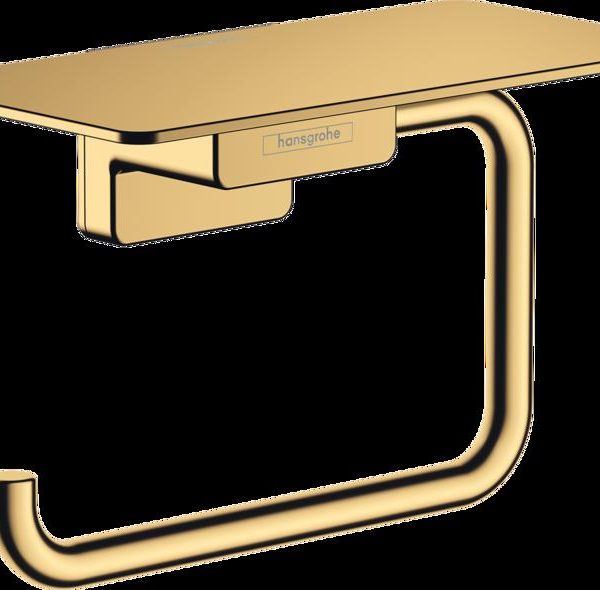 SUPORT HARTIE IGIENICA ADDSTORIS CU ETAJERA, POLISHED GOLD OPTIC