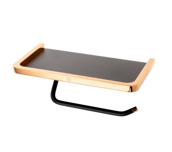 SUPORT HARTIE IGIENICA CU POLITA MERIDA, NEGRU-ROZ AURIU