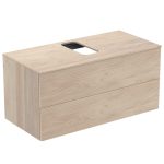 UNITATE DE LAVOAR ADAPTO 105X50.5X50.2 CM CU 2 SERTARE SI BLAT CU DECUPAJ LEMN MARO DESCHIS