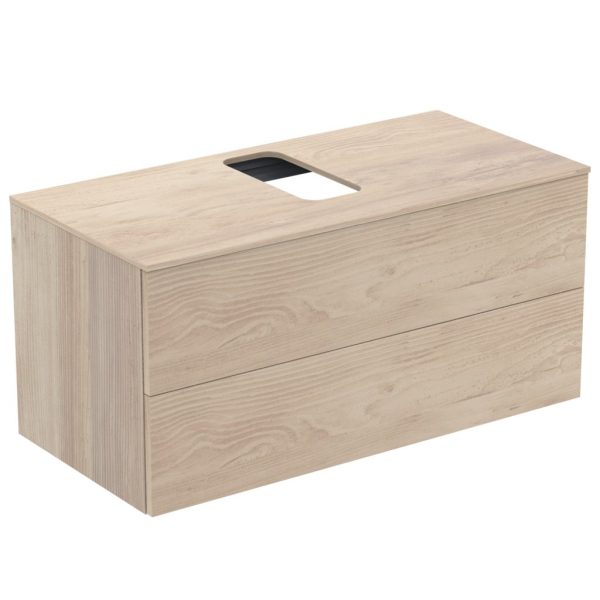 UNITATE DE LAVOAR ADAPTO 105X50.5X50.2 CM CU 2 SERTARE SI BLAT CU DECUPAJ LEMN MARO DESCHIS