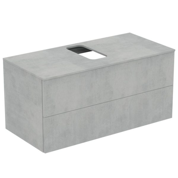 UNITATE DE LAVOAR ADAPTO 120X50.5X50.2 CM CU 2 SERTARE SI BLAT CU DECUPAJ  GRI DESCHIS