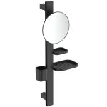 ACCESORIU COSMETIC S ALU+ , BARA 700MM, OGLINDA CU LUPA 3X 200MM, POLITE  208MM  SI 130 MM, PAHAR, SILK BLACK