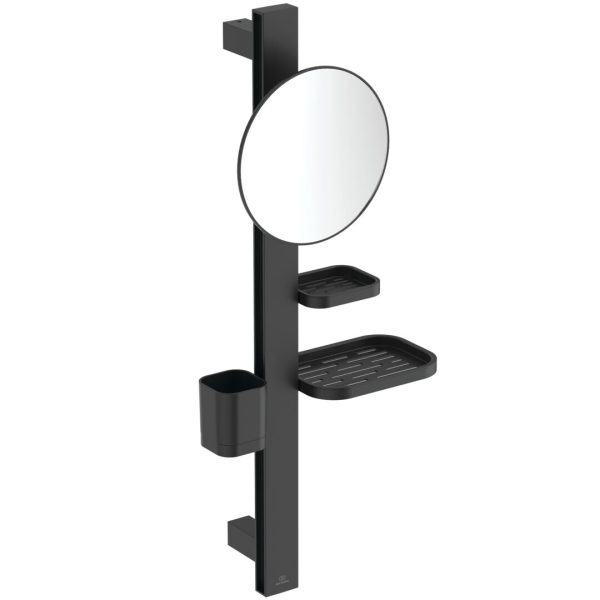 ACCESORIU COSMETIC S ALU+ , BARA 700MM, OGLINDA CU LUPA 3X 200MM, POLITE 208MM SI 130 MM, PAHAR, SILK BLACK