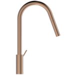 BATERIE BUCATARIE  GUSTO, PIPA INALTA PIVOTANTA 360, EXTRACTIBILA, BRUSHED GOLD