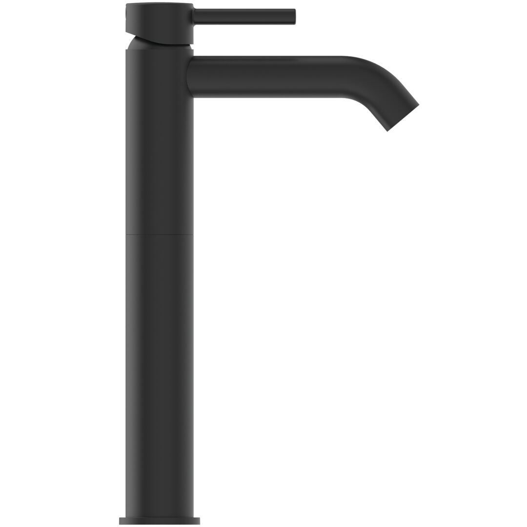 BATERIE CERALINE PENTRU LAVOAR CU PIPA INALTA ,TIP VESSEL , FARA VENTIL ,SILK BLACK - imagine 1