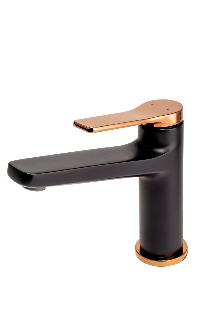 BATERIE LAVOAR SEPPIA CU VENTIL CLICK-CLACK, NEGRU-ROZ AURIU - imagine 1