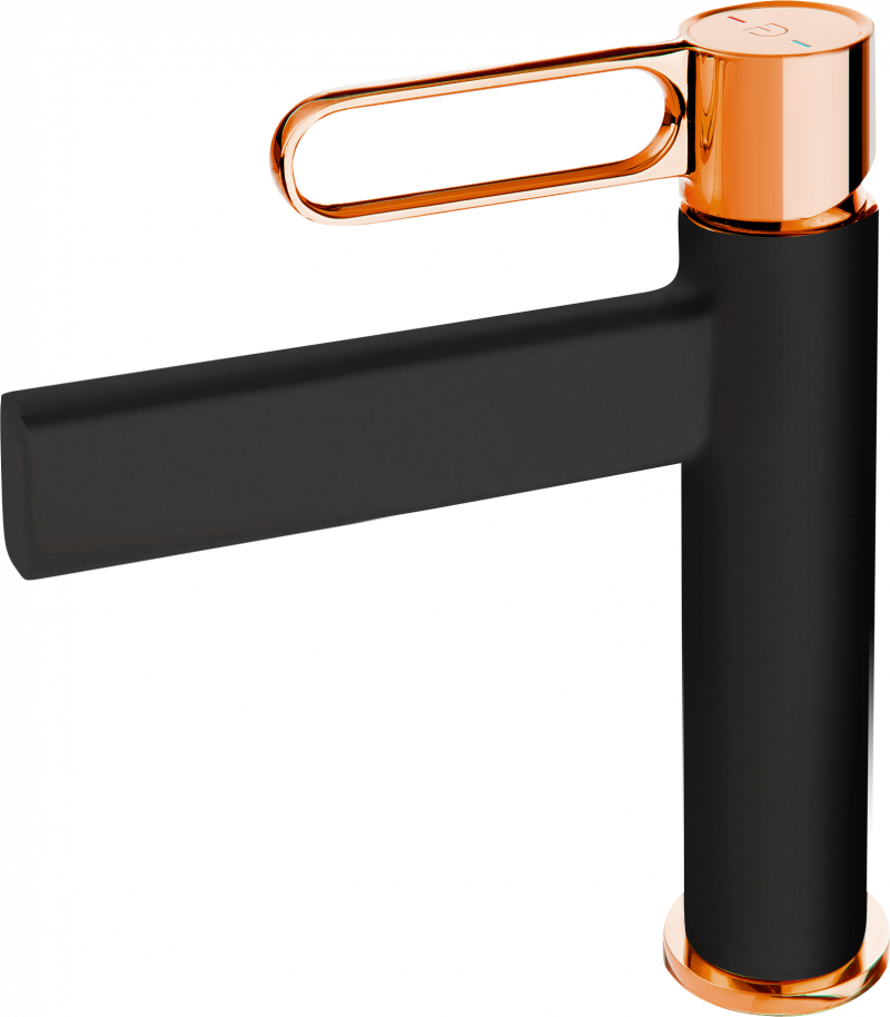 BATERIE LAVOAR ZAFFIRO CU VENTIL CLICK-CLACK, NEGRU-ROZ AURIU - imagine 1
