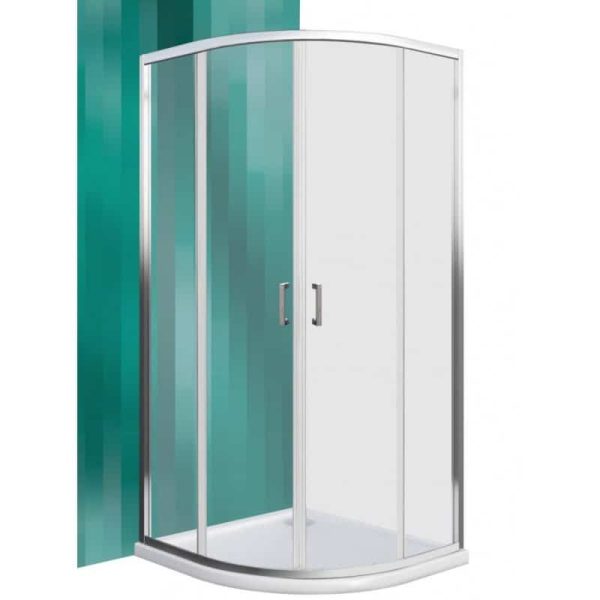 CABINA DE DUS SEMIROTUNDA 90X90, CU DOUA USI CULISANTE, PROFIL CROM, STICLA TRANSPARENTA LLR2/900