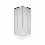 CABINA DUS REKORD 90X90 PATRATA,  H. 185 CM, STICLA TRANSPARENTA, PROFIL CROM