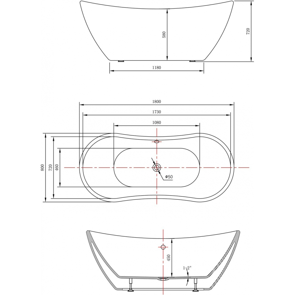 Cada Freestanding 180x80 Tender Curve - imagine 5