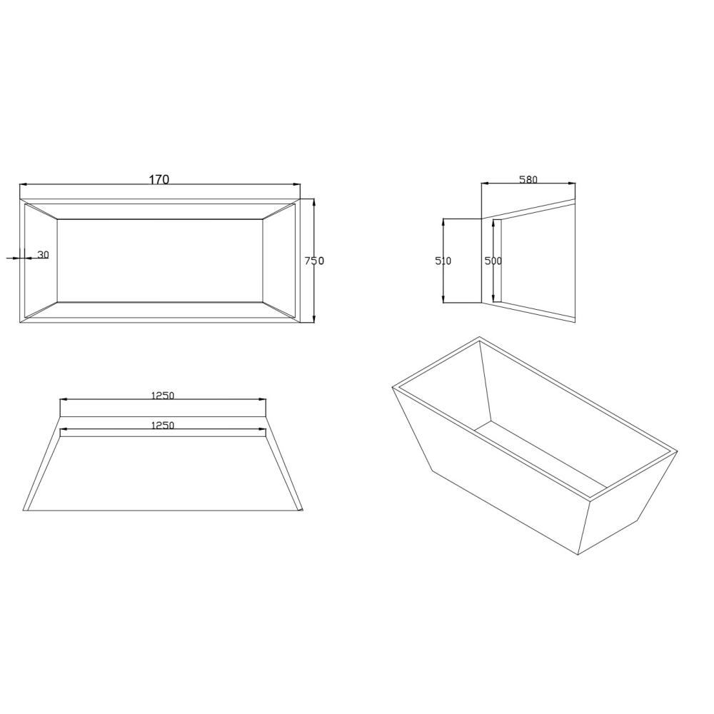 Cada freestanding acril 170x75 wall - imagine 4