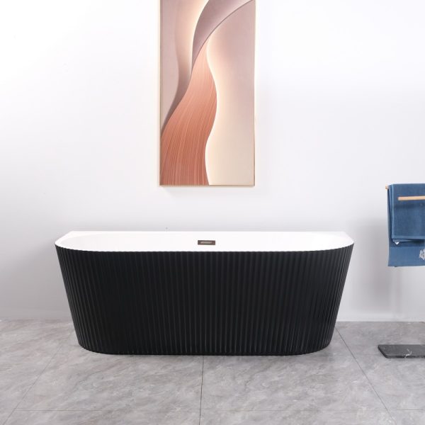 Cada freestanding la prete Linea Shell negru 160x75x58