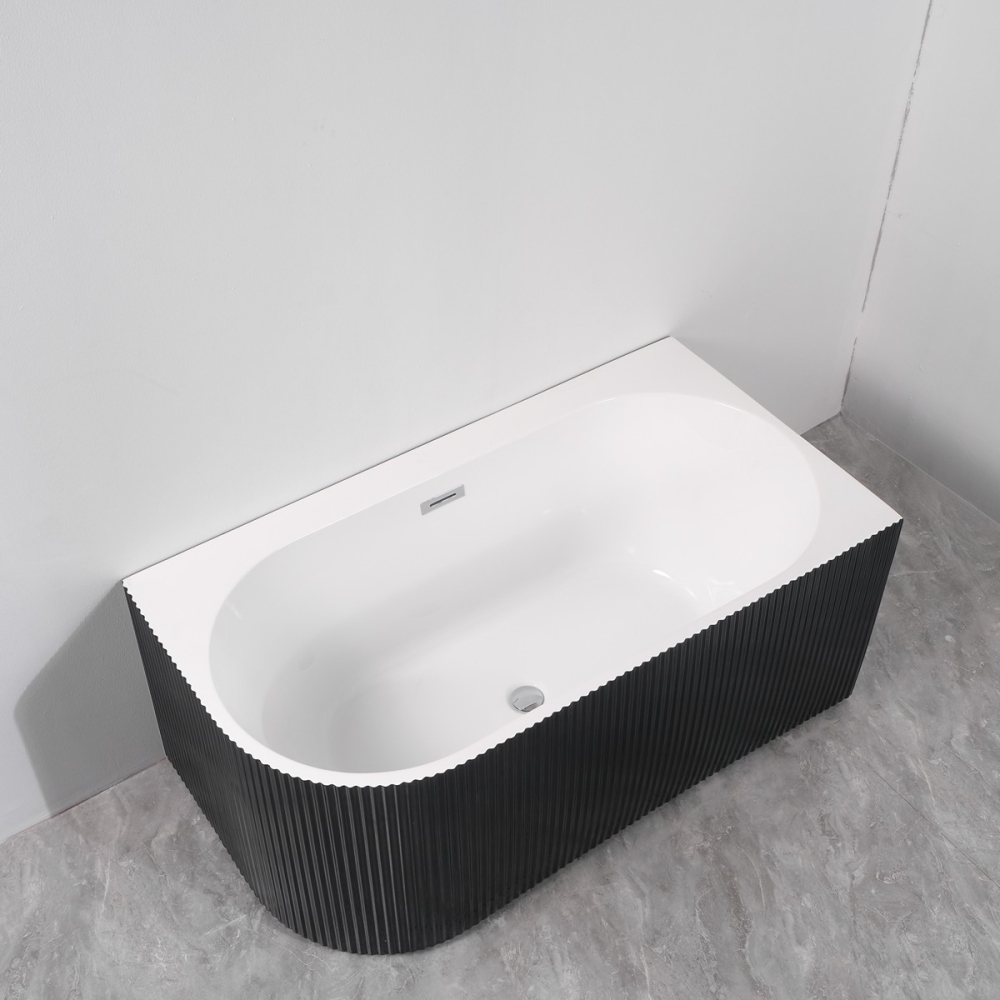 Cada freestanding neagra pe colt dreapta scoica 160x75x58 - imagine 3