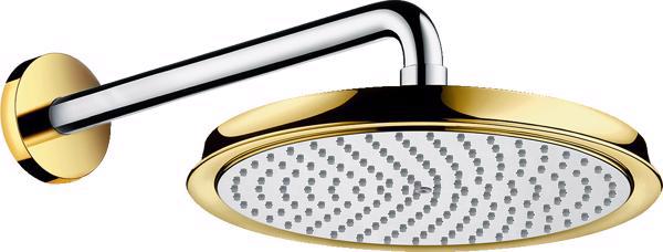 CAP DUS RAINDANCE CLASSIC 240 MM AIR, 1 JET CU BRAT DUS 390 MM,  CROM, GOLD-OPTIC - imagine 1