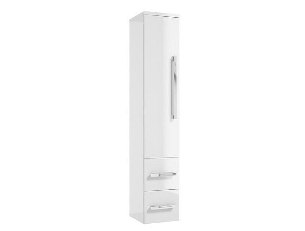 COLOANA MOBILIER GRANADA, 30,2X33X162.5 CM, O USA REVERSIBILA SI DOUA SERTARE SOFT-CLOSE, MANERE CROM, ALB LUCIOS