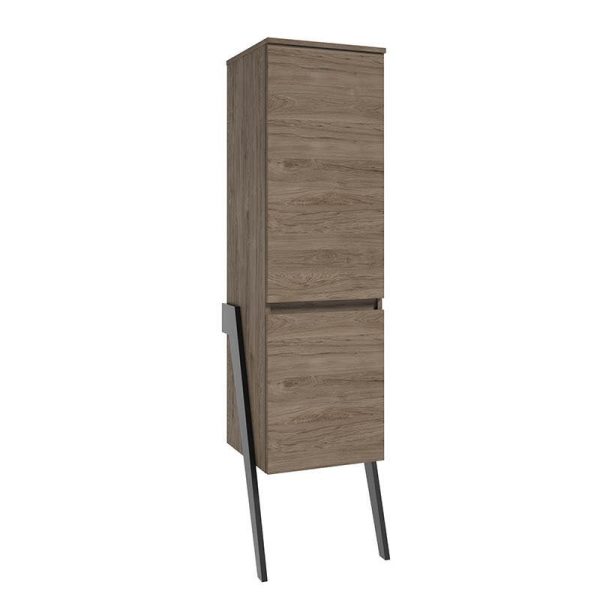 COLOANA MOBILIER OP-ARTY, 44X40.4X163 CM, 2 USI REVERSIBILE SOFT-CLOSE, NUC ROCKFORD, PICIOARE NEGRU MAT