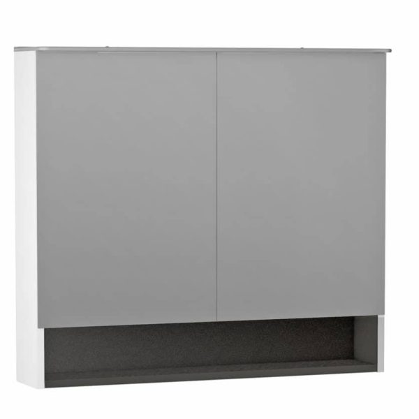 DULAP CU OGLINDA BERYL 80.2X71X15, 2 USI, ALB MAT