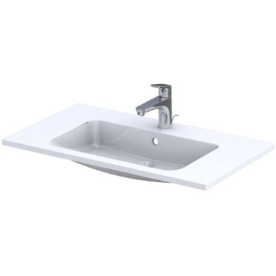 LAVOAR BERYL 80 CM, MARMURA COMPOZITA, ALB - imagine 1