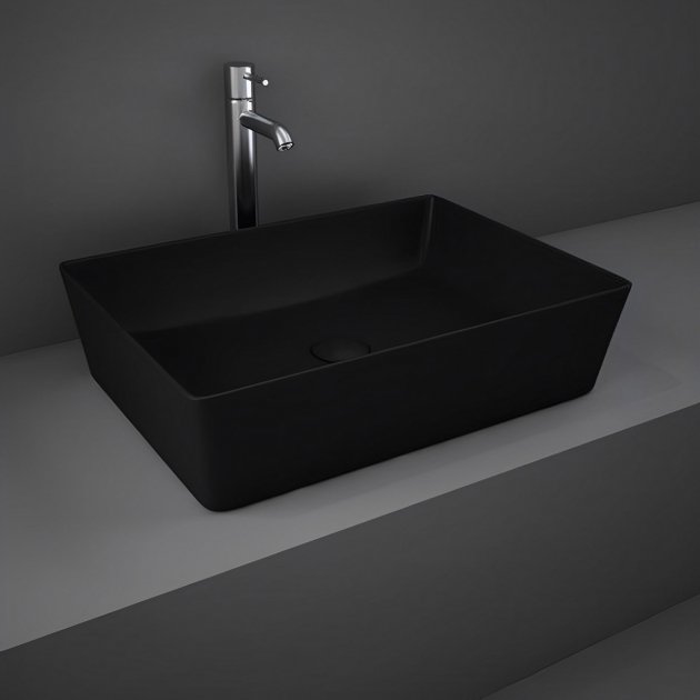 LAVOAR FEELING RECTANGULAR 50X36 CM MATT BLACK (504) - imagine 1